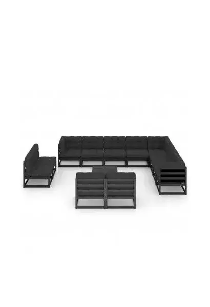 VIDAXL 3076963 Set de muebles para los jardines con 14 piezas fabricado en pino macizo negro de vidaXL