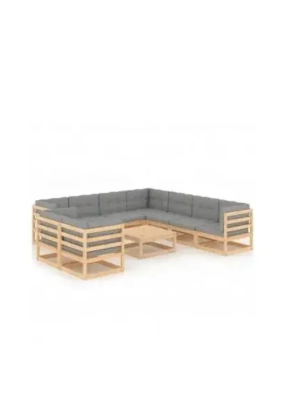VIDAXL 3076969 Conjunto mobiliario con una mesa y sofás de diseño modular en color gris de vidaXL