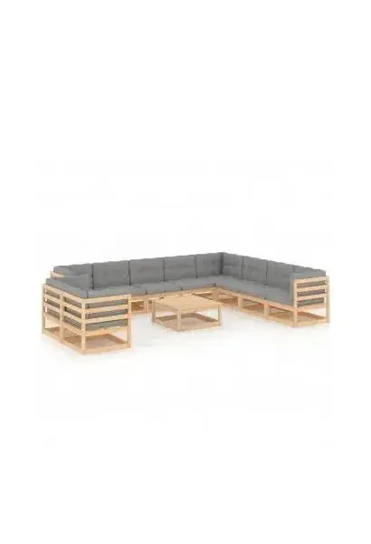 VIDAXL 3076979 Conjunto de muebles exteriores para terrazas y jardines en madera de pino con cojines color gris de vidaXL