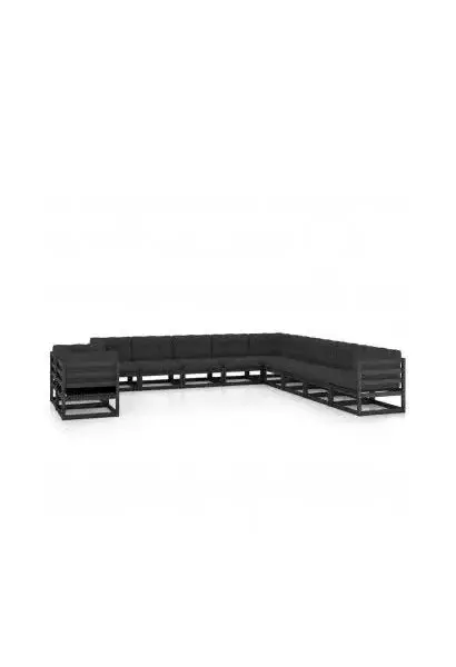 VIDAXL 3076988 Set de muebles con cojines para el jardín con 11 piezas fabricadas en pino negro de vidaXL
