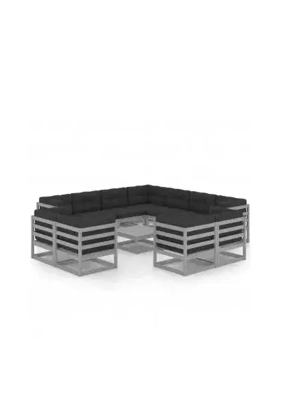 VIDAXL 3077001 Conjunto de muebles para el jardín con 12 piezas fabricado en madera de color gris antracita de vidaXL