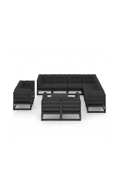VIDAXL 3077003 Set de muebles con cojines para el jardín con 12 piezas fabricadas en pino negro de vidaXL