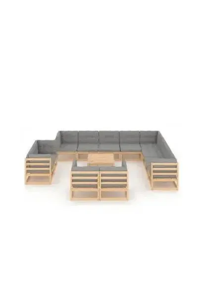 VIDAXL 3077009 Juego de comedor moderno para el jardín de 11 piezas con cojines color gris de vidaXL