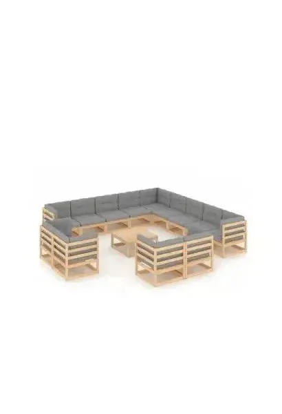 VIDAXL 3077019 Conjunto para jardín con 14 piezas fabricado en madera de pino en color gris de vidaXL