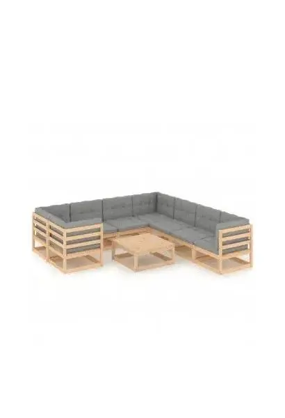 VIDAXL 3077029 Juego de muebles para el jardín fabricado en madera de pino con cojines en color gris de vidaXL