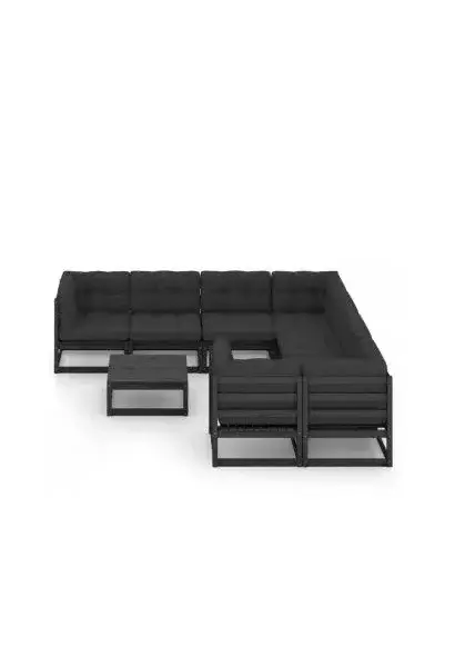 VIDAXL 3077033 Set de diseño moderno para jardín de 9 piezas fabricadas en madera maciza color negro de vidaXL
