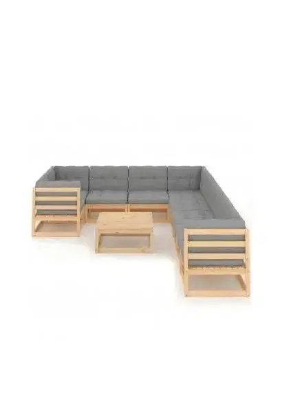 VIDAXL 3077039 Muebles de jardín 10 piezas fabricado en madera de pino con acabado color gris de vidaXL