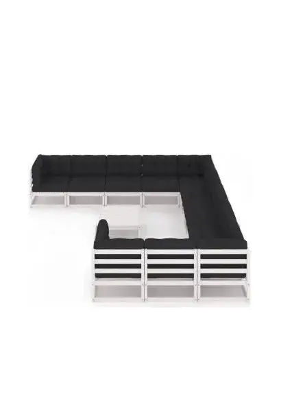 VIDAXL 3077070 Conjunto de jardín 12 piezas fabricado en madera de pino con acabado blanco de vidaXL