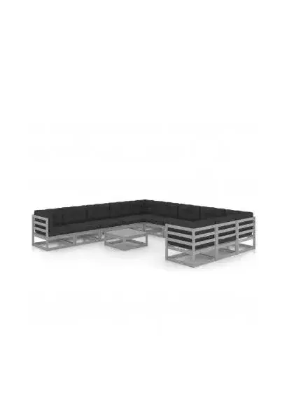 VIDAXL 3077071 Juego de muebles para jardín con 12 piezas fabricadas en madera de pino gris de vidaXL