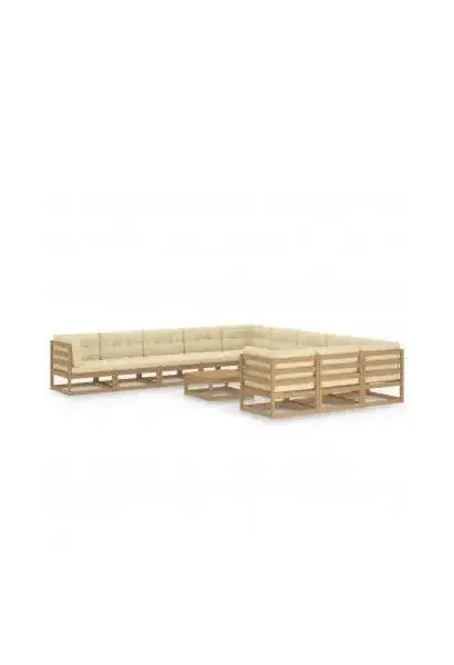 VIDAXL 3077072 Juego de sofás modulares y mesa para jardín de madera de pino marrón miel de vidaXL