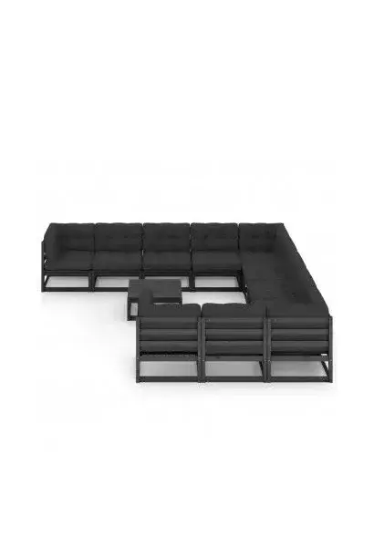 VIDAXL 3077073 Set de muebles para jardín con 12 piezas fabricadas en madera de pino color negro de vidaXL