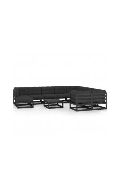 VIDAXL 3077083 Conjunto de muebles para jardín fabricado en madera de pino con cojines gris antracita de vidaXL