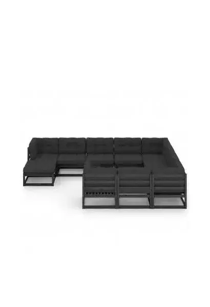 VIDAXL 3077088 Set de muebles para jardín con 11 piezas fabricadas en madera de pino Negra de vidaXL