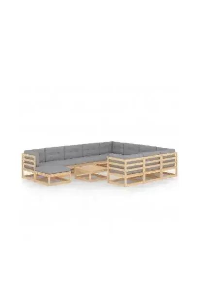 VIDAXL 3077089 Juego de muebles para jardín y terrazas fabricado de palets de pino con cojines de color gris de vidaXL
