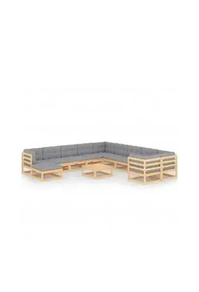 VIDAXL 3077099 Juego de muebles con sofás y mesa para exterior de madera maciza de pino de vidaXL