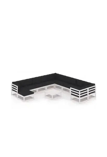 VIDAXL 3077100 Conjunto de muebles de jardín 12 piezas fabricado en madera con cojines en acabado blanco de vidaXL