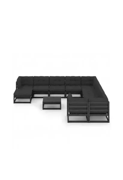 VIDAXL 3077103 Set de muebles con cojines para jardines con 12 piezas fabricadas en pino negro de vidaXL