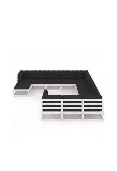 VIDAXL 3077110 Conjunto de muebles de jardín 13 piezas blanco y gris antracita madera de pino de vidaXL