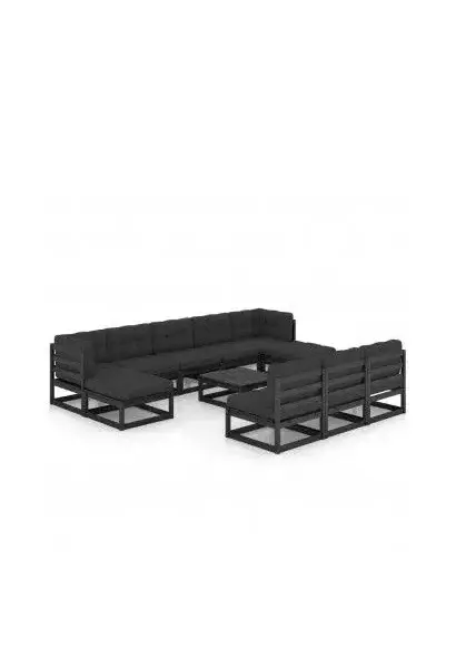 VIDAXL 3077153 Conjunto de muebles para el jardín fabricado en madera de color negro con cojines de vidaXL