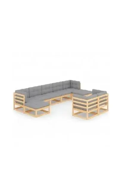 VIDAXL 3077154 Set de muebles para el jardín fabricado en madera con cojines de color gris de vidaXL