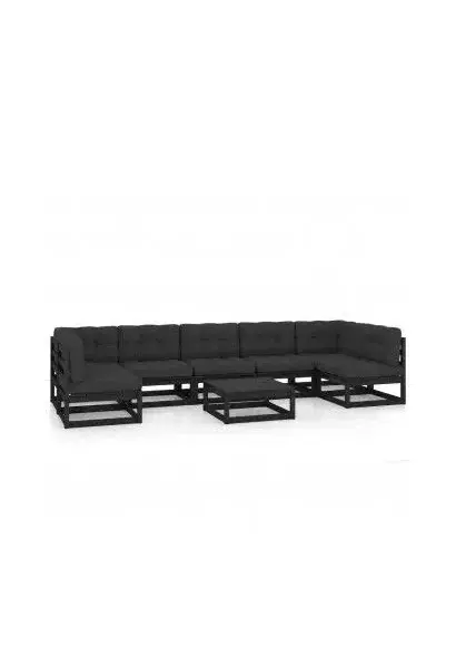 VIDAXL 3077193 Conjunto de muebles para decorar ambientes exteriores fabricado en madera con 8 piezas en color negro de vidaXL