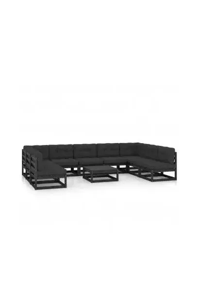 VIDAXL 3077203 Conjunto de muebles exteriorers para el jardín fabricado en pino de acabado negro de vidaXL