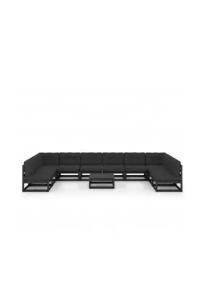 VIDAXL 3077213 Conjunto de muebles y cojines para el jardín con 11 piezas fabricadas en pino negro de vidaXL