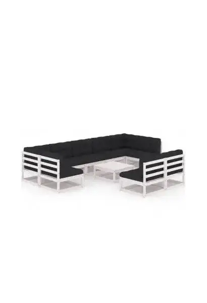 VIDAXL 3077220 Conjunto muebles de jardín 10 piezas de madera con cojines en acabado blanco de vidaXL