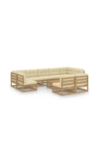 VIDAXL 3077222 Conjunto de muebles jardín de 10 piezas de madera con acabado marrón miel de vidaXL