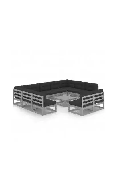 VIDAXL 3077231 Juego de muebles modulares para el jardín fabricados en madera de pino con un acabado gris de vidaXL