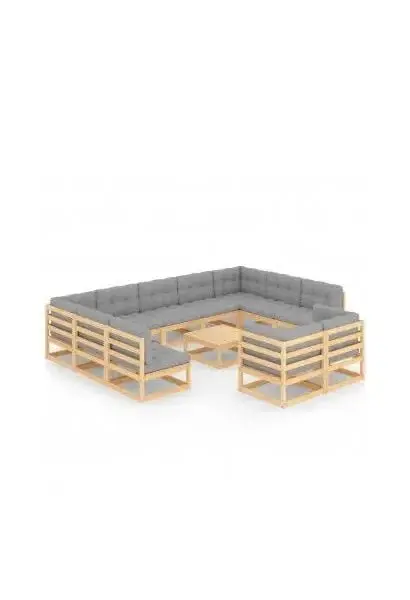 VIDAXL 3077269 Juego de muebles modulares de 12 piezas para exterior de madera maciza de pino de vidaXL