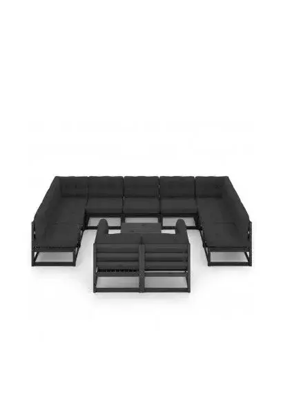 VIDAXL 3077273 Set de muebles con cojines para jardín fabricados en madera de pino en color negro de vidaXL