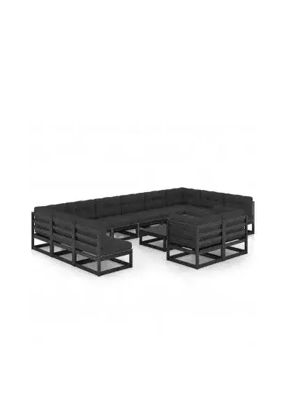 VIDAXL 3077283 Set de muebles para el jardín con 13 piezas fabricadas en pino macizo de color negro de vidaXL