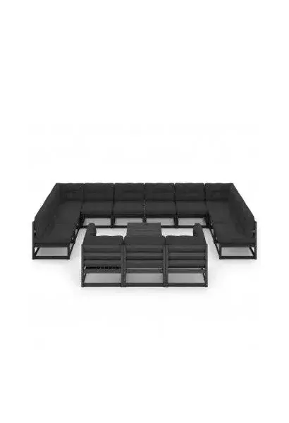 VIDAXL 3077293 Conjunto de muebles para jardín con 14 piezas fabricadas en pino de color negro de vidaXL