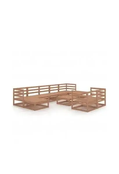 VIDAXL 3078142 Conjunto para jardín de sofás modulares y mesa con acabado marrón tono miel de vidaXL