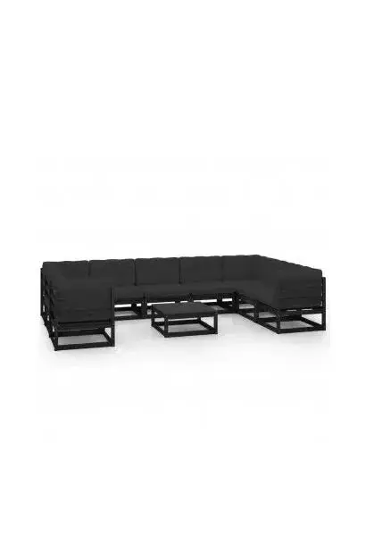 VIDAXL 3078148 Conjunto de muebles exteriores para el jardín fabricado en madera de color negro con cojines de vidaXL