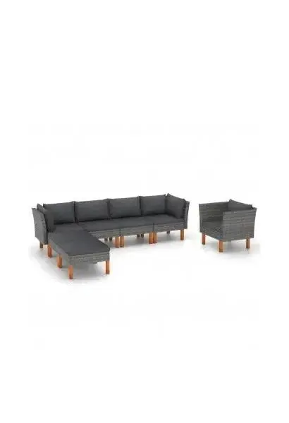 VIDAXL 3082082 Juego de muebles de jardín de 7 piezas color gris con cojines de poliéster de vidaXL