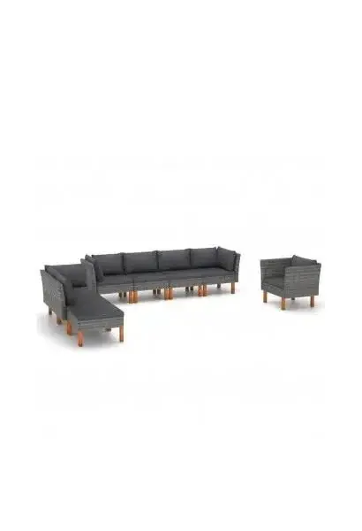 VIDAXL 3082086 Conjunto de muebles fabricados en madera con cojines de color gris antracita para el jardín de vidaXL