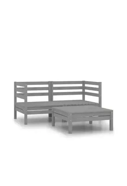 VIDAXL 3082394 2 sofás de esquina con mesa de jardín fabricados en madera maciza de pino de color gris de vidaXL