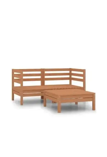 VIDAXL 3082395 2 sofás de esquina con mesa de jardín fabricados en madera maciza de pino de color marrón miel de vidaXL