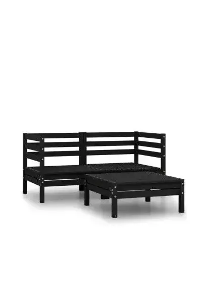 VIDAXL 3082396 2 sofás de esquina con mesa de jardín fabricados en madera maciza de pino de color negro de vidaXL