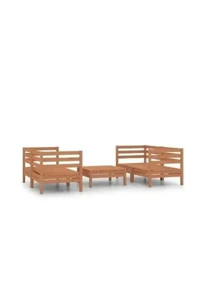 VIDAXL 3082400 Juego de muebles de jardín con 5 piezas marrón miel de madera maciza de pino de vidaXL