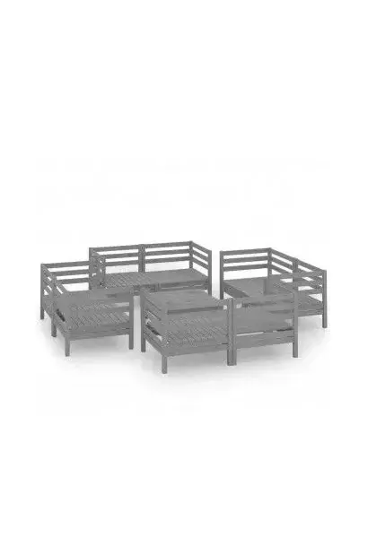 VIDAXL 3082434 Conjunto para jardín con 9 piezas de mesa con sofás en madera de pino maciza color gris de vidaXL