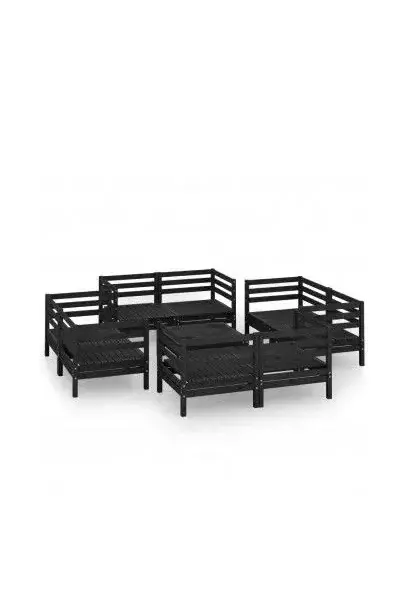 VIDAXL 3082436 Set de muebles de exterior modular de 9 piezas en madera de pino de color negro de vidaXL
