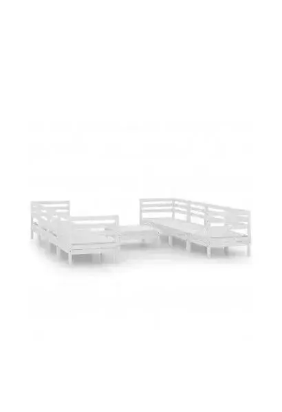 VIDAXL 3082518 Juego de muebles de jardín color blanco con 9 piezas de madera maciza de pino de vidaXL