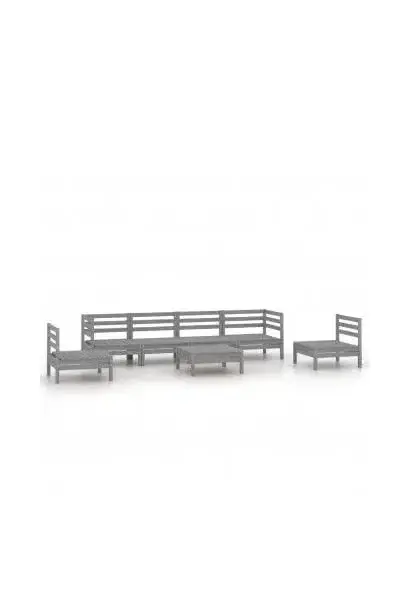 VIDAXL 3082549 Juego de sillones y mesa para jardín de 6 plazas madera de pino maciza gris de vidaXL