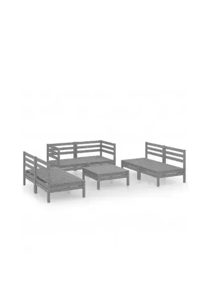 VIDAXL 3082559 Juego de sillones y mesa para jardín de 6 plazas de madera de pino maciza gris de vidaXL