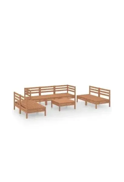 VIDAXL 3082570 Conjunto mobiliario de 8 piezas para jardín fabricadas en madera maciza de pino con acabado en marrón miel de vidaXL