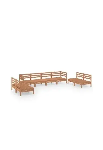 VIDAXL 3082575 Conjunto mobiliario de 8 sofás para jardín fabricados en madera maciza de pino con acabado en marrón miel de vidaXL
