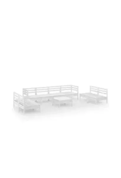 VIDAXL 3082578 Conjunto mobiliario de 9 piezas para jardín fabricadas en madera maciza de pino con acabado en blanco de vidaXL